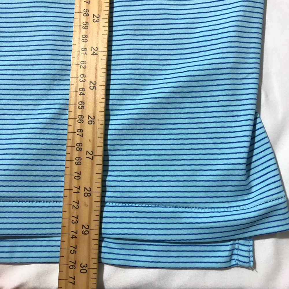 Nwt Peter Millar featherweight upf 50+ blue striped polo L fox hopyard golf - Picture 6 of 9